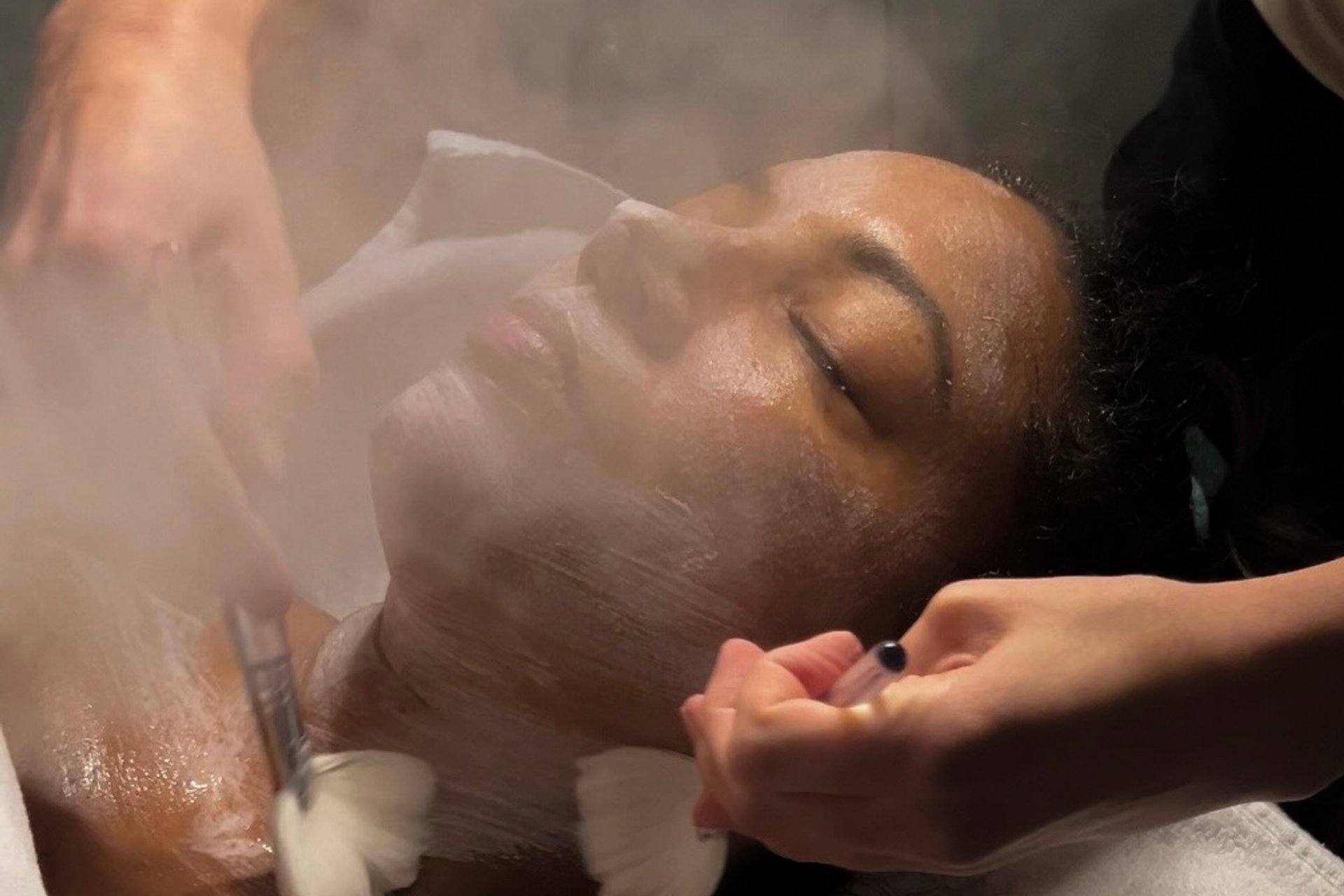Professional facial steaming treatment at La Vie Esthetics Bar Wexford PA